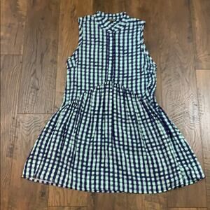 Topshop Checker Blue Sleeveless Shirt Dress